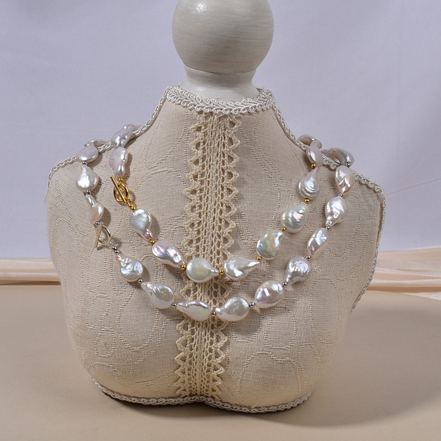 11-12mm Coin Shape Baroque Freshwater Pearl Necklace