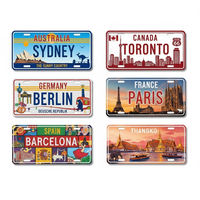 Collection de plaques d'immatriculation souvenir multi-designs Grèce Japon Italie Australie Canada Style Plaque en aluminium personnalisée en relief pour la décoration