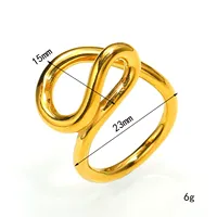 Bague de mode en acier inoxydable plaqué or, design incurvé torsadé irrégulier poli brillant, pour femme, usage quotidien
