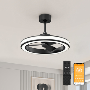23 Inch Matte Black <b>Ceiling</b> Fan with <b>Light</b> Sleek Modern LED Fan with Soft Glow for Living Room Kitchen - Product Image 1