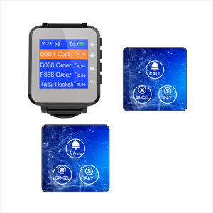 <strong>Wireless</strong> Call Bell Waiter <strong>Calling</strong> <strong>System</strong> with Wrist Watch and <strong>Customized</strong> Touched Button Available in Different Languages - Product Image 1