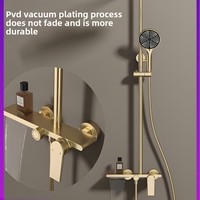 Ensemble de douche gris bronze en cuivre massif avec pommeau de douche rond à jet pluie, fixation murale, design de luxe pour salle de bain