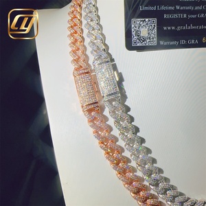 GRA Certificated Hip Hop 925 Sterling Silver 10MM <b>Iced</b> <b>Out</b> VVS Moissanite Diamond Fine Jewelry Cuban Link <b>Chain</b> Necklace - Product Image 3