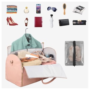 Fashion Pu Leather Waterproof Carry on Garment Duffle Bags with Shoes Pouch for Travel Hanging <b>Suitcase</b> Gym RTS Bulk Mixed Order - Product Image 2