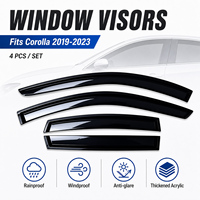 Nuevo Juego de 4 Visores de Ventana Ahumados Oscuros para 2019-2023, Protector de Lluvia Acrílico, Deflector de Viento, Sin Perforación, Cinta 3M, Resistente a Rayos UV, 1 Año de Garantía
