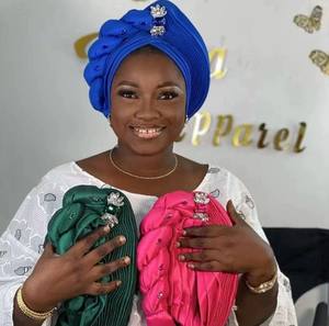 Turbante de lujo Gorros Mujeres Hijabs Pañuelo étnico Pañuelos africanos Fiesta DE BODA nigeriana Aoto Gele Hair Wrap - Product Image 2