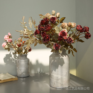 ดอกกุหลาบประดิษฐ์ ยี่ห้อ Yihua ขนาด 43 ซม. ดอกไม้ผ้าไหมสีส้มฤดูใบไม้ร่วง ตกแต่งบ้าน สไตล์ยุโรปย้อนยุค - Product Image 3