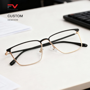 Thời trang độc đáo mỏng đền đen vàng phù hợp bán không có vành thiết kế hình chữ nhật kim loại khung quang học - Product Image 1