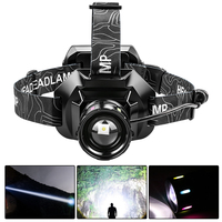 90 °   Linterna frontal ajustable de aleación de aluminio, 800lm, multifuncional, con zoom, resistente al agua, con tiras fluorescentes translúcidas