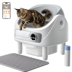 Caja de Arena Inteligente Autolimpiable para Gatos, Inodora, Automática, 75L, Grande, Control por Aplicación, Sistema de Eliminación de Olores, Redonda de Plástico - Product Image 1