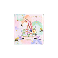 Boîte en carton ondulé personnalisée avec impression florale licorne aquarelle, éco-responsable, recyclable, pliable, pour emballage cadeau et expédition