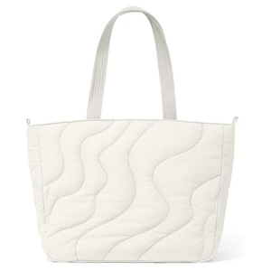 Sac fourre-tout d'hiver matelassé en polyester beige grande capacité avec deux poignées, isotherme, doux, élégant, couleur unie, pour le shopping - Product Image 3