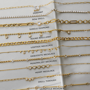 Collar de circonita con diseño geométrico en forma de corazón y engaste de garra, cadena para suéter, de acero inoxidable, joyería de moda para mujer - Product Image 1