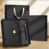 Carnet de notes A5 coffret cadeau personnalisé crayon mécanique noir en cuir souple bloc-notes d'enregistrement de réunion de bureau d'affaires simple