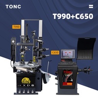 TONCTOOLS Démonte-pneus vertical et équilibreuse de roues combinées pour camionnettes et fourgonnettes, machine de réparation de pneus Run Flat CE 0.75-1.5KW 8-10bar
