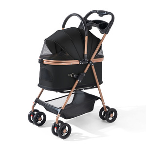 मध्यम बड़े कुत्तों के लिए हल्के फोल्डेबल पालतू रोलर 4 व्हील शॉक अवशोषण बाहरी यात्रा पोर्टेबल पालतू कार्ट - Product Image 1