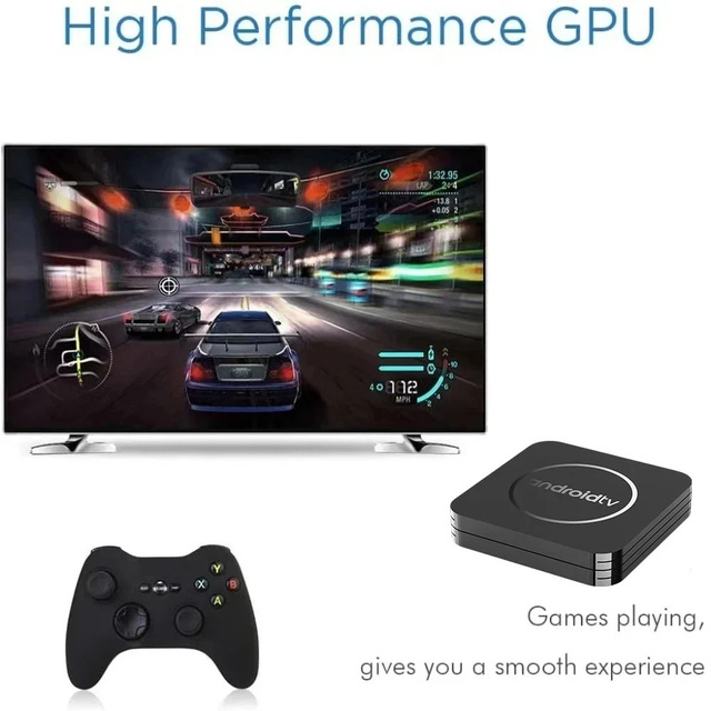 Android14 8K HDR10+ Smart TV Box Allwinner H313 128G Dual Wifi BT5.0 Set Top Box Media Player with Google Voice Assistant