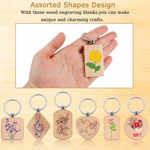 Rectangle Wood Engraving <b>Blanks</b> <b>Blank</b> Wooden Key Tag DIY Laser <b>Blank</b> Wood Keyring - Product Image 5