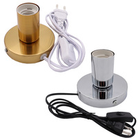 Lampe de bureau HoneyFly E27 en métal, base polie avec interrupteur marche/arrêt, câble de 180 cm, prise EU/US, douille à vis pour lampe de table