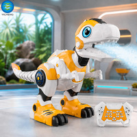 Juguete de Dinosaurio Robot Eléctrico Recargable con Control Remoto, T-Rex Caminante con Spray de Agua, Música y Baile, Regalo para Niños