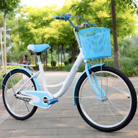 Bicyclette de ville de loisirs au design simple avec siège arrière et panier de rangement