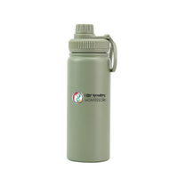Bouteille d'eau isotherme vert olive avec poignée et couvercle à bec verseur, gourde personnalisée Little Wonders Montessori