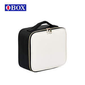 Bolsa de Maquillaje OBOX con Espejo, Gran Capacidad, Estuche Cosmético Portátil, Asa Suave, Color Sólido Negro, Blanco, Rosa, Primavera 2024 - Product Image 3