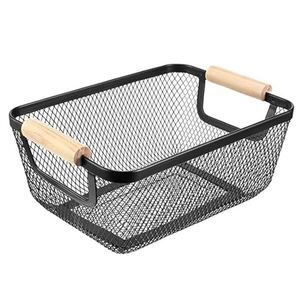 Portable Modern Rectangle Metal Garden Handle Storage Mesh <b>Wire</b> <b>Basket</b> for Kitchen Pantry Picnic - Product Image 1