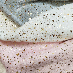 HG24002 Tissu <span class=keywords><strong>polaire</strong></span> en peluche de flanelle de corail super doux et chaud 100% polyester imprimé d'étoiles scintillantes argentées - Product Image 2