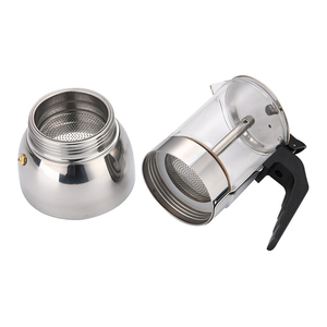 Máquina de café Moka Pot de acero inoxidable, <span class=keywords><strong>cafetera</strong></span> Espresso de vidrio, percolador de café con leche, estufa, <span class=keywords><strong>cafetera</strong></span> Moka superior, 200/300/450ML - Product Image 6