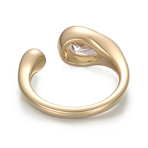Anillos de compromiso y matrimonio de moda 2026 Fing personalizados de oro real de 18k con engaste de bisel y diamante de laboratorio de 1 quilate en forma de pera para mujer - Product Image 2