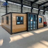 Maison conteneur moderne en acier personnalisable et extensible, 20ft 40ft, à double aile pliable, préfabriquée modulaire, pour atelier, entrepôt, véranda, cabane