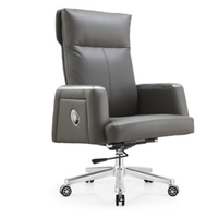 Fauteuil de conférence moderne en cuir de luxe confortable et de haute qualité avec hauteur réglable, base chromée et accoudoirs