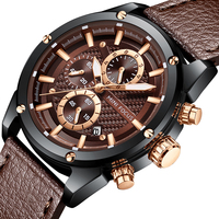 Jam Tangan Pria Mini Focus MF0161G Fashion Luminous Chronograph Kulit Asli Sport Quartz Tahan Air
