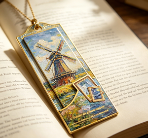 Segnalibro in Carta per Pittura a Olio con Lamina d'Oro a Rilievo, Paesaggio di <span class=keywords><strong>Venezia</strong></span> con Faro e Barca a Vela, per Negozi di Cancelleria e Articoli da Regalo - Product Image 2
