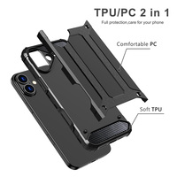 Coque de téléphone en TPU souple pour Apple iPhone 16 Pro Max 16 Pro 16 Plus 16 avec protection d'objectif en PC rigide hybride antichoc, coque 2 en 1