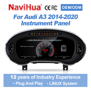 NaviHua สำหรับ Audi A3 ปี 2014-2020 แผงหน้าปัดดิจิตอล LCD มาตรวัดความเร็ว จอแสดงผลห้องนักบินเสมือนจริง ระบบ Plug and Play ระบบ Linux - Product Image 1