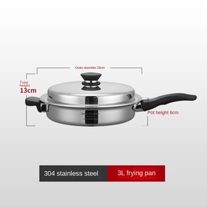 304 Food Grade Stainless Steel Cookware Set <strong>Small</strong> Soup <strong>Frying</strong> <strong>Pan</strong> Thickened Wooden Handle Eco-Friendly Three-Layer Steel - Product Image 3