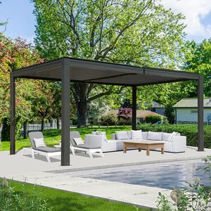 Pergola en aluminium sur mesure avec toit rétractable, structure hybride <span class=keywords><strong>6x3</strong></span>, revêtement en poudre résistant aux intempéries, balcon - Product Image 5