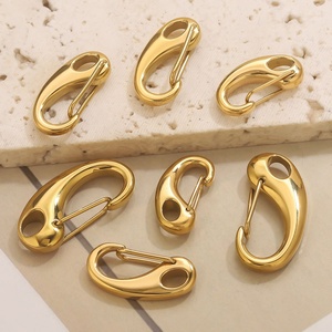 Aceworks ACS219 Carabiner Snap Hook Clasp 26-32mm | 18K PVD Gold Plated Stainless Steel Oval <b>Spring</b> <b>Gate</b> Connector DIY Jewelry - Product Image 2