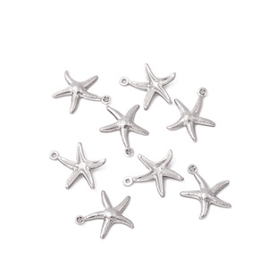 Pendentif Étoile de Mer en Acier Inoxydable Or Argent Creux Double Face Gaufré Composants de Bijoux DIY 20mm - Product Image 5