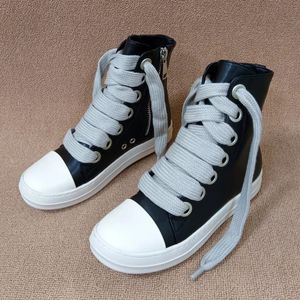 Rick <span class=keywords><strong>High</strong></span> <span class=keywords><strong>Top</strong></span> sepatu kets wanita, sepatu Sneakers Platform dasi silang desain Oween kasual datar ritsleting pergelangan kaki