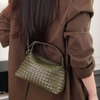 Sacs à main en PU, cuir végétalien tressé, sacs bandoulière, pochettes pour femmes à fermeture éclair