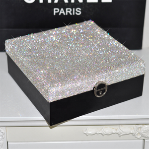 Creative crystal inlaid diamond large jewelry box stick diamond jewelry storage box high grade European desktop jewelry box