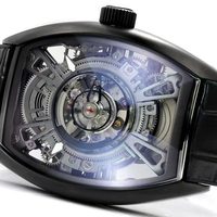 Montre mécanique manuelle de précision à tourbillon central squeletté, lumineuse, étanche, en céramique noire, d'un savoir-faire exquis