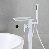 Robinet de baignoire sur pied noir mat à poignée unique avec cartouche céramique