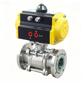 Válvulas de Bola Neumáticas de Acero Inoxidable OEM de Fábrica, de 3 Piezas, con Extremos Bridados, para Alta/Baja Temperatura, Tamaño de Puerto DN15-DN150, para Uso Industrial - Product Image 2