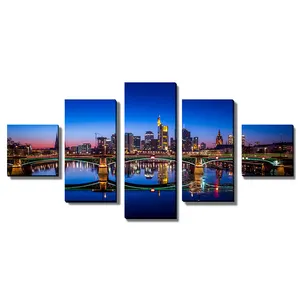 Landscape canvas wall art printing modern home room decoration painting 5 panel wall art set picture interior