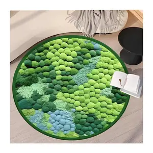 Round Shape Shaggy Soft Cashmere Large 3D Printed Machine Washable Rug