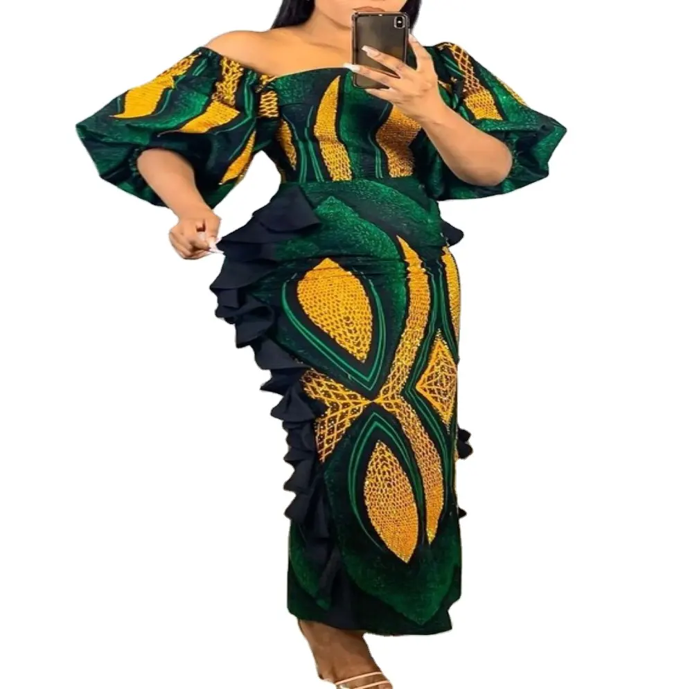 Robes traditionnelles et élégantes manches longues pour femmes,, vêtements pour femmes, mode chaton, modèles traditionnels et élégants, imprimé africain, vente en gros